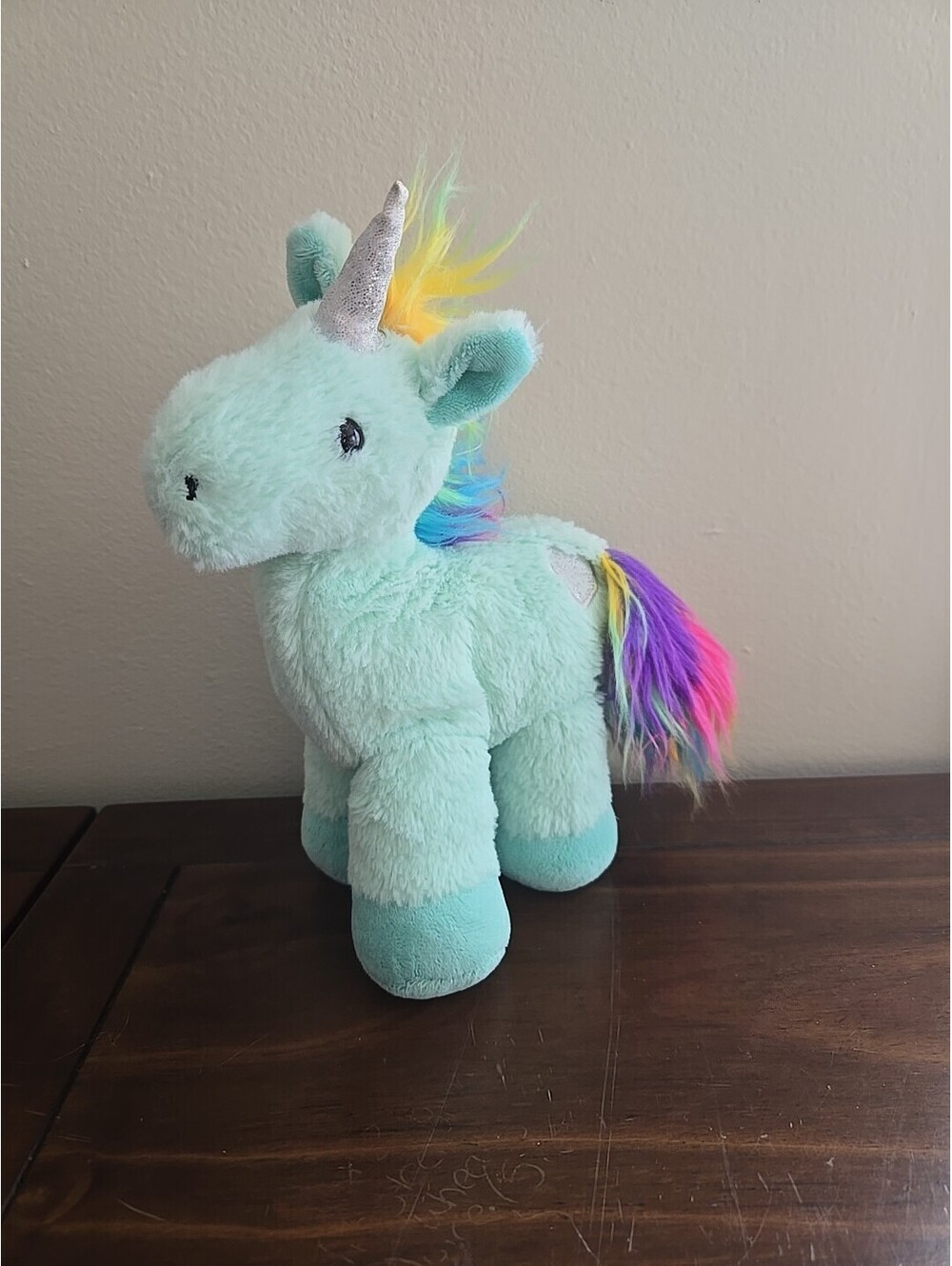 Manhattan Toy Baby Voyager Unicorn Plush 9" Mint Blue Rainbow Stuffed Animal